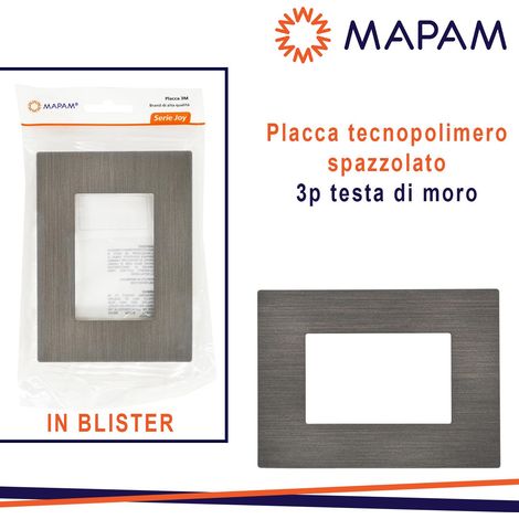 PLACCA TECNOPOLIMERO SPAZZOLATO 3P T3 TESTA DI MORO BLISTER