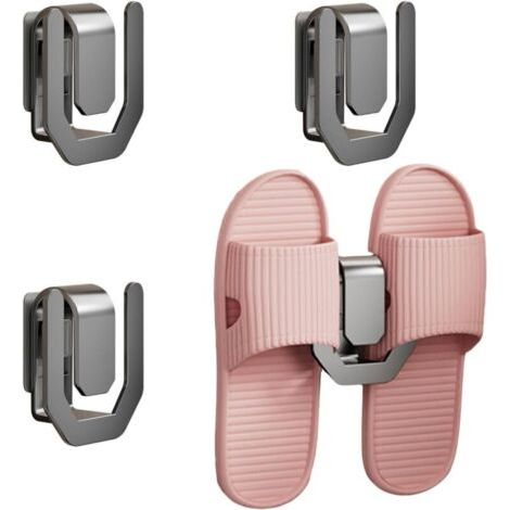BUNTHAUS Lot de 4 étagères à chaussures murales sans perçage en acier au carbone pour salle de bain, chambre, dressing ou couloir (1/5)