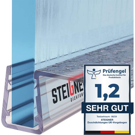 Steigner – Joint de douche en PVC droit 120cm – Étanchéité pour vitres 6/7/8mm – Transparent légèrement bleuté – Pour cabines rectangulaires