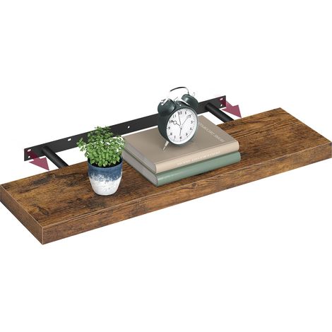 Étagère Murale, Tablette Flottante, 20 x 80 x 3,8 cm, Étagère Suspendue pour Cadres Photo, Décoration, Rangement pour Salon, Bureau, Cuisine, Marron Rustique (1/5)