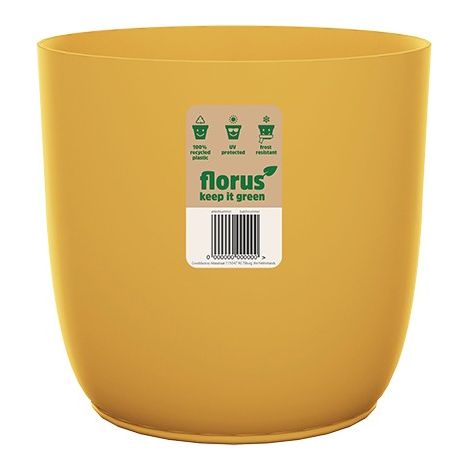 CACHE-POT INT. FLUX POT DE FLEUR MOUTARDE - 18 CM