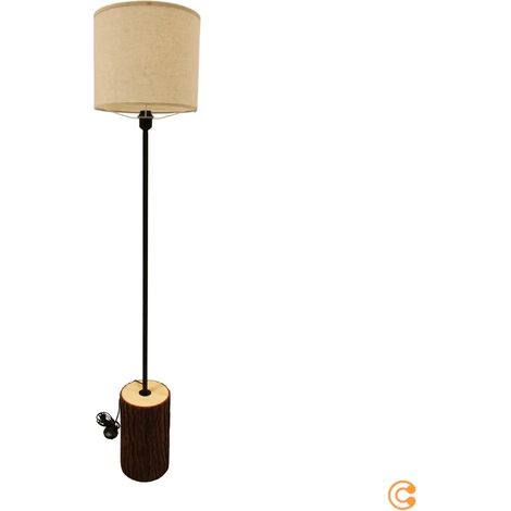 [NEUWERTIG] B-Ware Just Light Stehleuchte Lampe Bark Holz Creme Eisen Holz Schalter