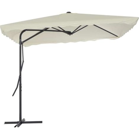 TRADE SHOP - Ombrellone Quadrato Da Esterno Giardino Palo Decentrato Con Base Beige 2.5 X 2.5mt 425004 -