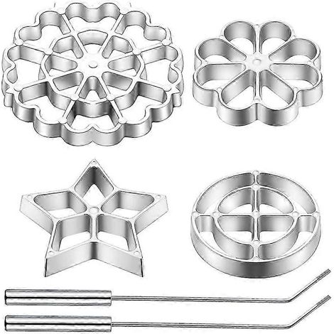 Moule en fer en forme de rose avec poignée, moule à gaufres, ensemble de moules à biscuits, emporte-pièce, moule à gaufres en alliage d'aluminium. (1/5)