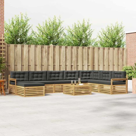 vidaXL Outdoor-Sofagarnitur 9 Stk. Weiß und Anthrazit (1/5)