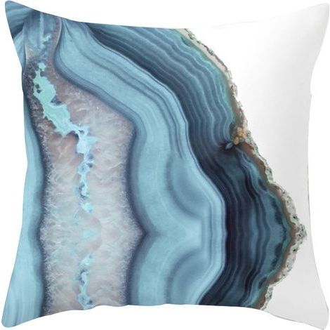 Housse de coussin en coton et lin, agate de mer, avec fermeture éclair cachée, 45x45cm (deux côtés) (1/3)