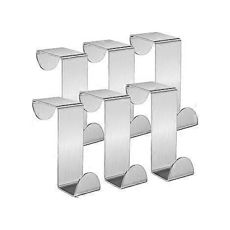 Türhänger-Set, 6er-Pack, Edelstahl – Kleiderhaken – Ideal für Schlafzimmer, Badezimmer, Küche, Kleiderschrank, Silber