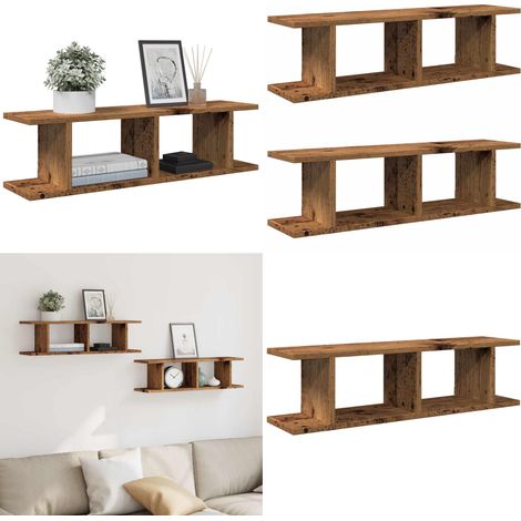 vidaXL Wandregale 2 Stk. Altholz-Optik 75x18x20 cm Holzwerkstoff (1/5)