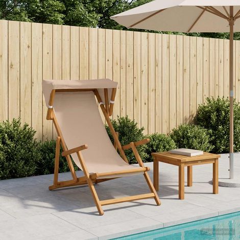 vidaXL Silla de terraza 3 Posición Madera de Eucalipto Maciza Topo (1/5)