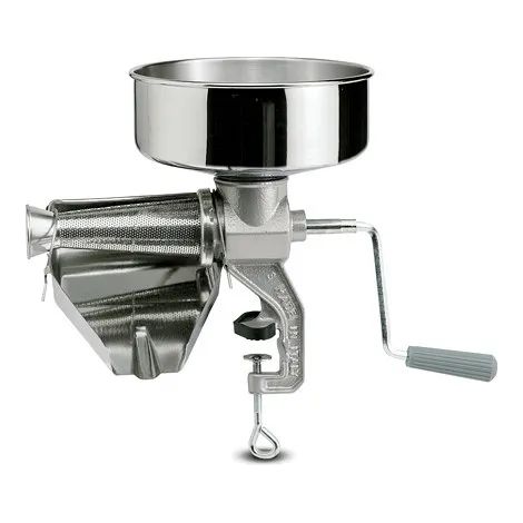 Presse-tomates manuel 8603N – En fonte et acier inoxydable 18/10 – Pour purée de tomates, confitures et jus – Compact et durable – Reber