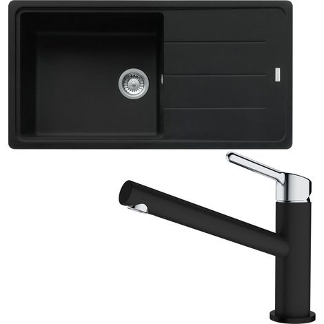 Pack full black évier XL Basis Fragranit 970 x 500 x 200 mm + mitigeur Orbit noir - Franke (1/5)