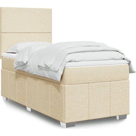Boxspringbett mit Matratze Creme 90x200 cm Stoff (1/5)