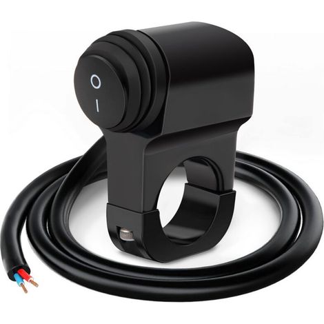 Interrupteur de Guidon de Moto 22 mm Commutateur de Commande de Guidon de VTT Étanche aux Éclaboussures pour Phares Antibrouillard Frein 12V-24V (1/4)