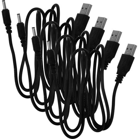 Câbles d'alimentation USB vers Courant Continu Câble Courant Continu Protection Contre Les Surtensions Lot de 4 Noirs 1m en PVC pour Ambiance Estivale pour Lampe et Tablette (1/5)