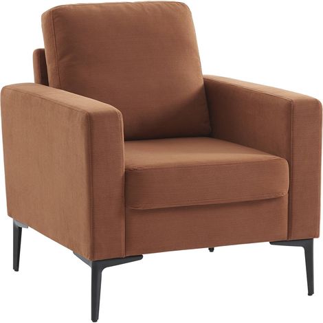 sweeek - Sessel mit Kord-Bezug und Metallfüßen, Cord, Terrakotta