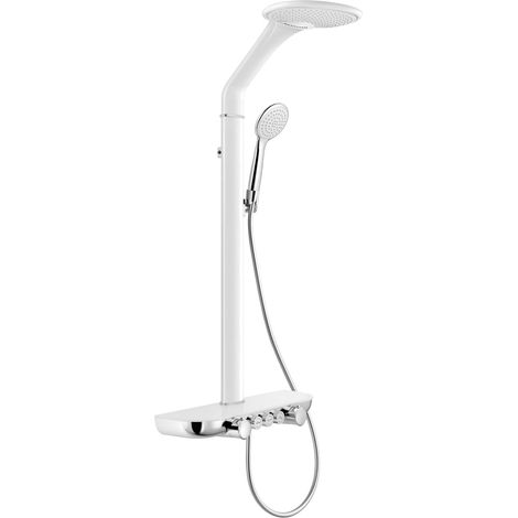Mexen Bolt set doccia esterno con soffione e miscelatore, bianco/cromo - 78108-20 (1/2)