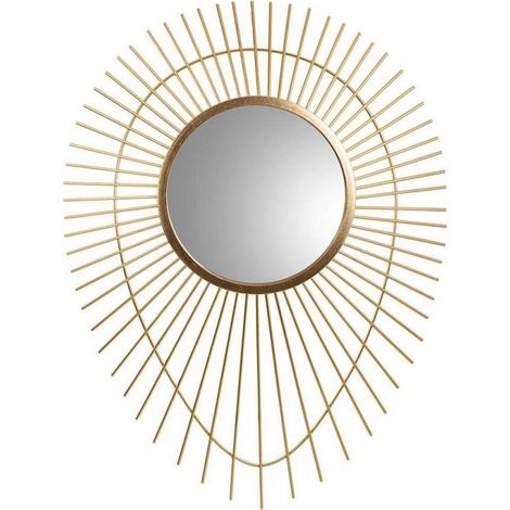 miroir mural doré design soleil en métal et verre - doré finition soleil raffiné (1/5)