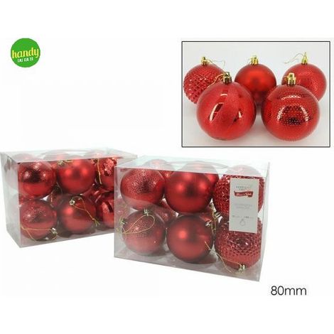 Set 12 Sfere General Trade Rosso Ø 80mm Modelli Assortiti