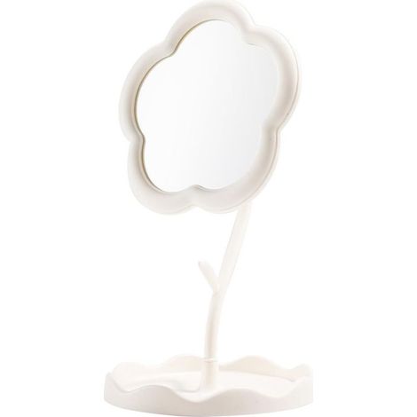 Miroir de maquillage de bureau - Blanc à motif floral - Compact - Pour chambre d'enfant, salle de bain ou chambre - Idée cadeau pour filles (1/5)