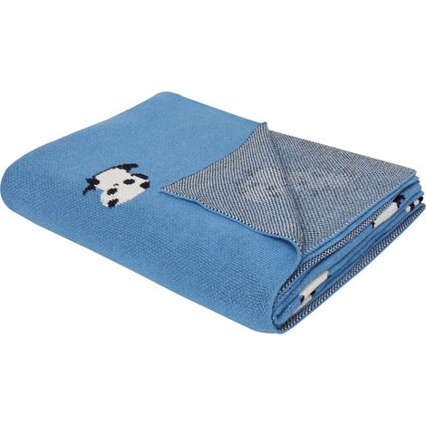 Kuscheldecke TALOKAN Baumwolle 130 x 170 cm Blau