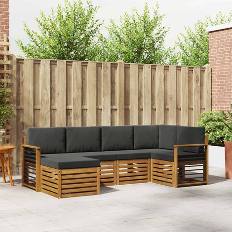 Ecksofa Set 6 pcs Natur und Anthrazit Massivholz Akazie (1/5)