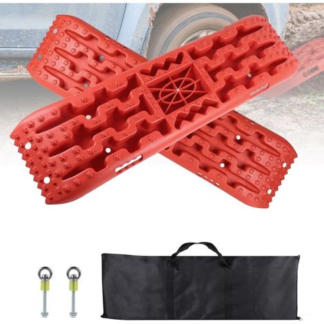 Pcs Sand Recovery Pads, Sand Removal Accessory for Motorhomes, 4x4s up to 10T, Sand Pull-Out Car Recovery Ramp, with Storage Bag and Bracket, Red (1/5)