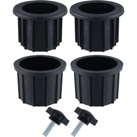 2 sets (6 pièces) accessoires parasol balcon - 4 anneaux + 2 vis bouton noir (1/4)