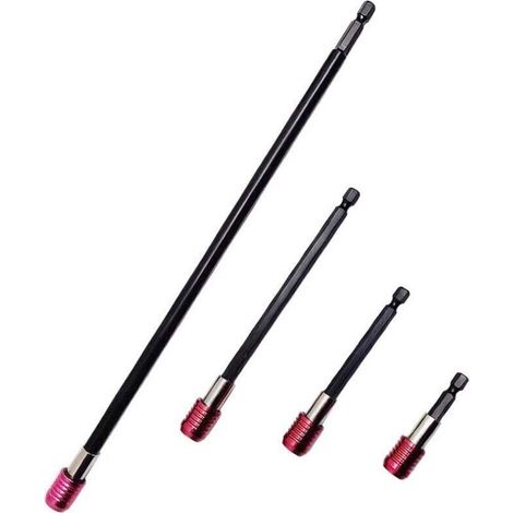 Kit d'extension pour foret, jeu de 4 mandrins magnétiques pour forets, mandrin hexagonal à dégagement rapide de 1/4 pouce, convient aux tournevis à percussion, clés à douille et pinces. (1/4)