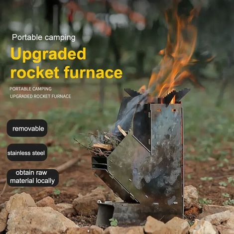 Réchaud de camping en acier inoxydable, portable, pour la cuisine en extérieur, barbecue de pique-nique, brûleur à bois pliable, poêle à bois de type fusée, réchauds de cuisine portables