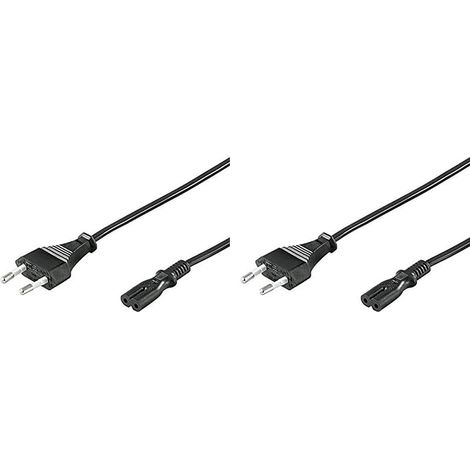 Lot de 2 Câble Alimentation 5m Fiche Euro Prise C7 Noir 220V Pour Électronique