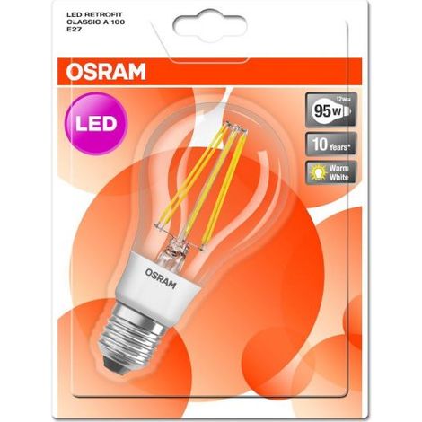 Bombilla de filamento LED Osram, forma clásica, casquillo E27, 100 W, blanco cálido 2700 K, paquete de 1 pieza (1/2)