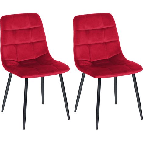 Lot de 2 chaises de salle à manger Tilde rouge, velours (1/2)