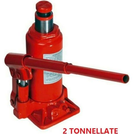 CRICK IDRAULICO PORTATA 2T TONNELLATE CRIC A BOTTIGLIA SOLLEVATORE AUTO MACCHINA