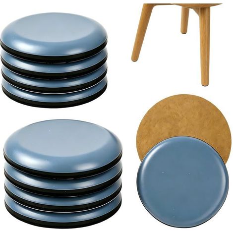 Patins Glisseurs pour Meubles 8pcs 40mm en Téflon Coulisses à Clou, pour Chaises Canapé Table Bureau (Ronde - Style Autocollant) (1/5)
