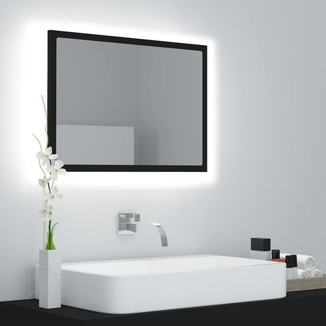 Miroir à LED de bain-Miroir avec LED salle de bain Noir 60x8,5x37 cm Acrylique 616851 (1/5)