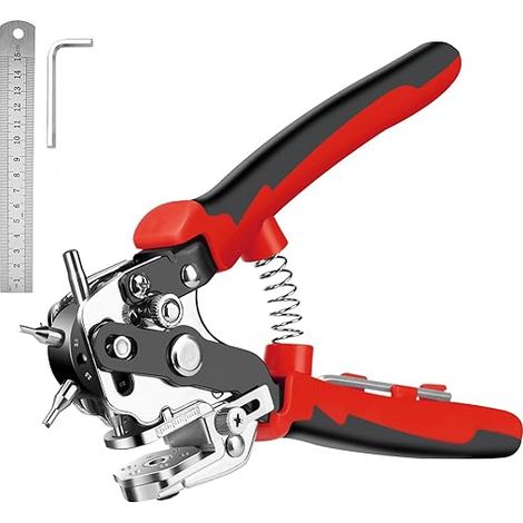 Pince Perforatrice Cuir, Poincon Cuir, Pince Perforatrice Rotative, Pince Trou Ceinture, avec 6 Tailles de Poinçon Interchangeables, pour Cartes, Tissu, Plastique, Papier (1/5)