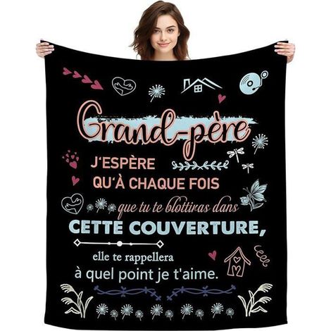 1 pièce Couverture plaid personnalisée, flanelle douce, message affectueux, cadeau grand-père, idée cadeau Noël retraite