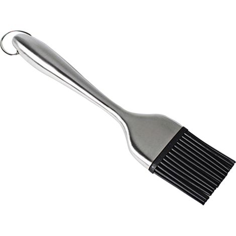 Brocha para untar, ideal para barbacoa, parrilla, repostería y cocina. Fabricada en silicona, es una brocha larga con mangos de acero inoxidable. (1/5)