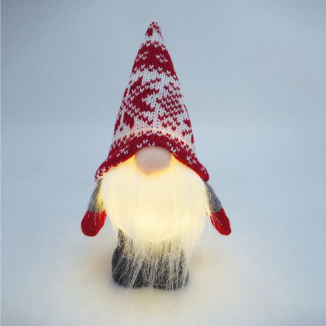 IluminaShop - Gnomo de Navidad LED de Pie 160mm Rojo y Blanco 2xLR44