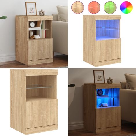 Sideboard mit LED-Leuchten Sonoma-Eiche 41x37x67 cm - Schreibtisch - Wohnzimmermöbel - Sideboard - TV Stand - Regal - Home & Living
