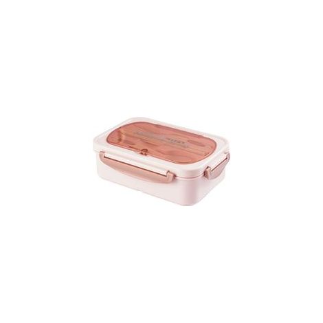 Boîte à bento pour adulte avec couverts, en polypropylène rose, compatible micro-ondes (1/5)