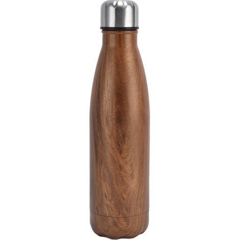Bouteille Isotherme Acier Inoxydable Design Cola pour École, Sport, Randonnée et Voyage - Finition Bois