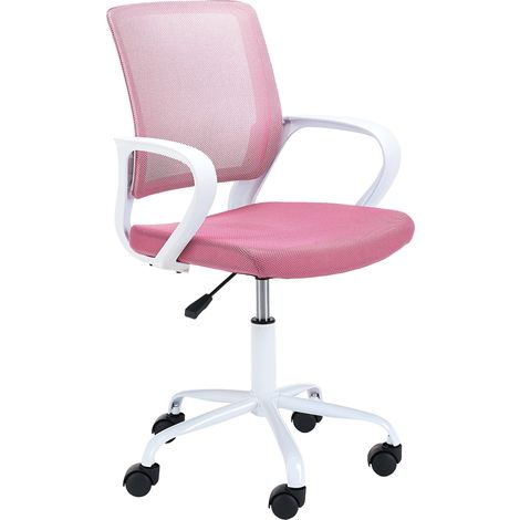 Silla de escritorio infantil FD6 de tela blanco y rosa (1/5)