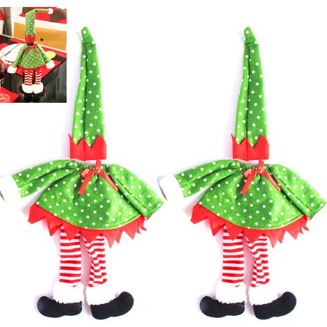 Lot de 2 housses bouteille vin, tricot laine, décoration table Noël, accessoire fête hiver (1/5)