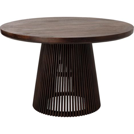 Mesa de madera artesanal marrón 120x120x76h cm (1/5)