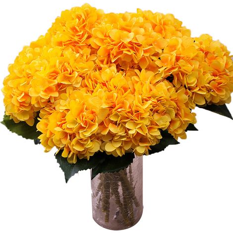 Bouquet D Hortensias Artificiels - Fleurs Simulées En Tissu Et Plastique - Décoration Pour Vase Maison Bureau Fête - Lot De 1 (1/3)