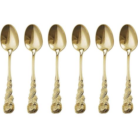 Set of 6 Gold Color Espresso Spoons