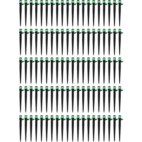 100 Stück 360° verstellbare Tropfer für Bewässerungssysteme, Tropfbewässerung für Garten, Rasen und Terrasse, 13 cm, Grün (1/5)
