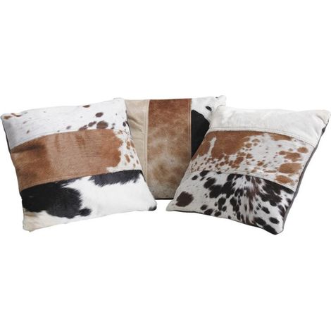 Coussin carré en peau de vache (1/4)