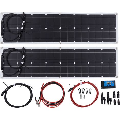 Kit Solaire Portable 50W 18V avec Contrôleur 40A, 2 Ports USB 5V 2A, Chargeur Panneau Photovoltaïque pour Maison, Camping-Car et Voyage (1/5)